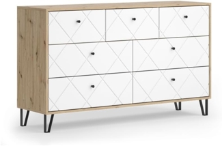 Kommode Nizza Artisan-Eiche 140.2 x 82.6 cm mit 7 Schubladen Vicco