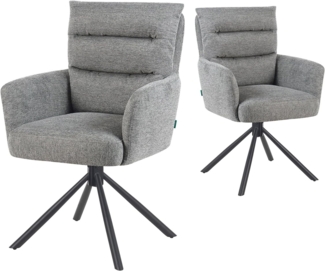 DUBI Möbel Polsterstuhl Mika-Jana 2er-Set, Federkern, pulverbeschichtet, 360° drehbar im 2er-Set
