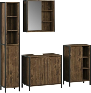 Badmöbel-Set Naola Eiche/Schwarz 4 Teile Vicco