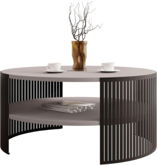 Couchtisch Fahugin, Beine und Seiten aus Stahl (Farbe: Schwarz / Cashmere)