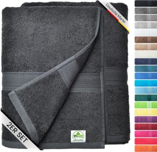 leevitex® Saunatuch Frottee XXL, (2-St), 80x200 cm, extra groß & saugfähig, Schwarz