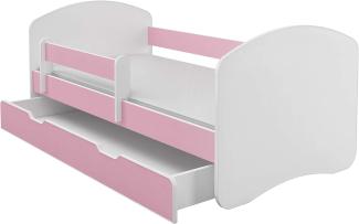 Kinderbett Jugendbett mit einer Schublade und Matratze Weiß ACMA II (160x80 cm + Schublade, Rosa)