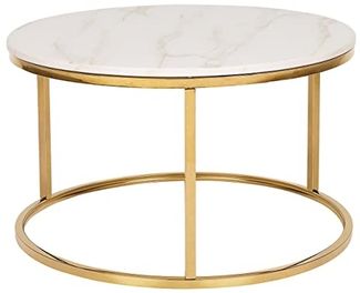 Couchtisch weiß / Gold Marmor Optik ⌀ 70 cm CORAL