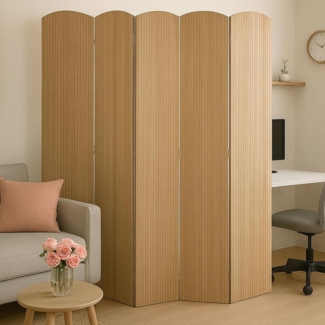 Bambus Paravent HWC-O30, Raumteiler Trennwand Sichtschutz, zusammenklappbar 5 Paneele 170x204cm