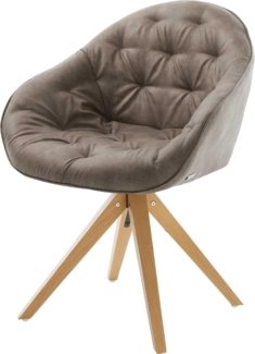 Esszimmerstuhl Gaio-Flex Mikrofaser Taupe Vintage Holzgestell kantig Natur