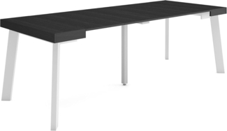 Skraut Home | Ausziehbarertisch | Multifunktionaler ausziehbarer | 220 | Für 10 Gäste | Hölzerne Beine | Moderner Stil | Schwarz