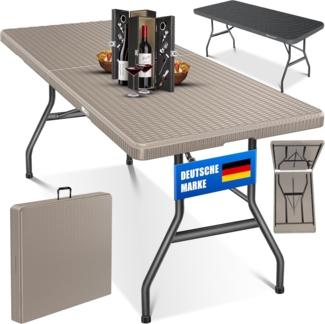 KESSER® Buffettisch Tisch klappbar Kunststoff 183x76 cm Rattan Optik Campingtisch Partytisch Klapptisch Gartentisch 6 Personen Garten Terrasse & Balkon zusammenklappbar inkl. Tragegriff & Cover, Braun