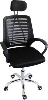 Kynast Bürostuhl mit Kopfstütze und Armlehnen, Textilgewebe Schwarz, 110 x 61 x 59 cm