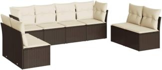 vidaXL 8-tlg. Garten-Sofagarnitur mit Kissen Braun Poly Rattan 3217453