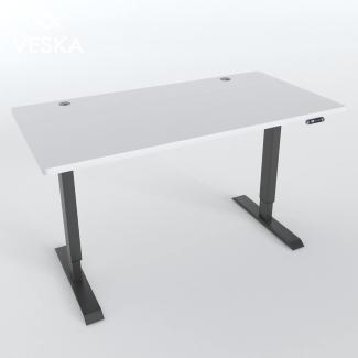 Höhenverstellbarer Schreibtisch (140x70 cm) - Sitz- & Stehpult - Bürotisch Elektrisch Höhenverstellbar mit Touchscreen & Stahlfüßen (Anthrazit/Weiß)