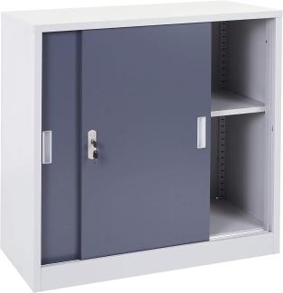 Aktenschrank Boston HWC-F41, Stahlschrank Büroschrank, mit abschließbaren Schiebetüren 90x90x45cm ~ anthrazit