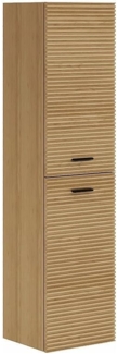 Vente-unique - Badhochschrank hängend gestreift - Holzfarben hell - H. 140 cm - SARONE