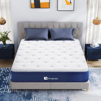 Avenco Matelas 150×200 h3, Hauteur 18 cm, Matelas à Ressorts Ensachés,Matelas en Mousse de Charbon de Bois de Bambou, Haute Résilience, Absorption de l'humidité et de la Transpiration, 150×200×18cm