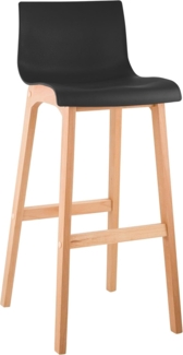 CLP Barhocker Hover Kunststoffsitz mit Lehne Vierfußgestell Natura aus Buchenholz,schwarz