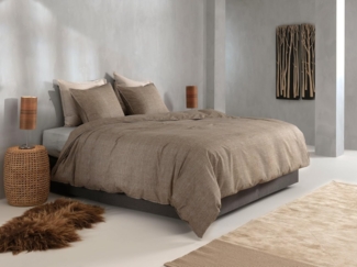Zo! Home Cotton Bettwäsche 155x220 cm Lino Palm Taupe nougat meliert uni