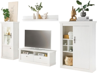 Wohnwand Fiastra in weiß Pinie Landhaus 327 cm