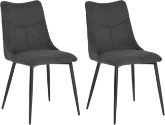 byLIVING Esszimmerstuhl 2er Set Carlo/Webstoff anthrazit/Gestell Metall schwarz/Küchenstuhl / 4-Fuß-Stuhl/Polsterstuhl/B 59, H 88, T 47 cm