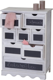 Kommode 'Ermelo', mit Tafel, Shabby-Look Vintage, 87 x 60 x 30 cm ~ weiß