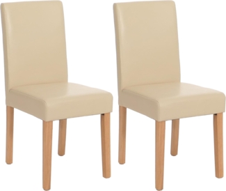 2er-Set Esszimmerstuhl Stuhl Küchenstuhl Littau ~ Leder, creme, helle Beine