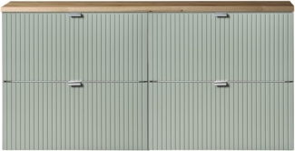 Lomadox Unterschrank NEWPORT-56-GREEN Waschtisch Doppelwaschtisch 120cm, grün und Eiche, gerillte Front