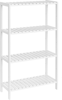 SONGMICS Badezimmerregal, Badregal, Küchenregal, Schuhregal, Standregal aus Bambus, 26 x 60 x 100 cm, ideal für Bad, Wohnzimmer, Flur, Küche, weiß BCB034W01