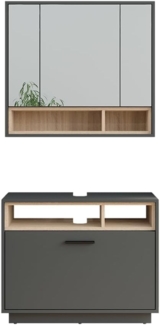 Badmöbel-Set Beatrice Anthrazit/Sonoma 2 Teile Vicco