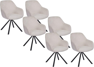 Vente-unique - 6‑er Set Stühle mit Armlehnen - Textilstoff & Metall - Creme - CILIENO