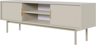 Selsey TV Schrank Board Sideboard Fernsehtisch Fernsehschrank 154 cm Graubeige Gold Viviaro