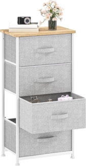 DWVO Kommode mit 4 Schubladen, Schrank aus Stoff mit Griffen, Metallgestell & MDF-Holzplatte, langlebig, für Schlafzimmer & Wohnzimmer,Hellgrau