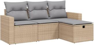 vidaXL 4-tlg. Garten-Sofagarnitur mit Kissen Beigemischung Poly Rattan 3263445