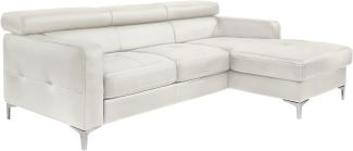 Mivano Ecksofa Sammy, Schlafsofa in Lederimitat mit Bettkasten und Kopfteilverstellung, 227 x 74 x 187, Kunstleder, weiß