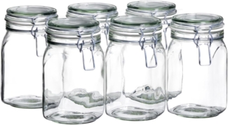 Mäser 113965 Gothika Einmachglas, Einweckglas, 1,05l, mit Bügelverschluss, klar (6 Stück)