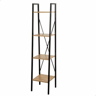 AKTIVE Max Home 18418 Lagerregal, 4 Regalböden, 34 x 32 x 148 cm, aus Stahl und Holz, einfache Montage, robust und langlebig, Treppen-Design, Wohnzimmermöbel, Bücherregal