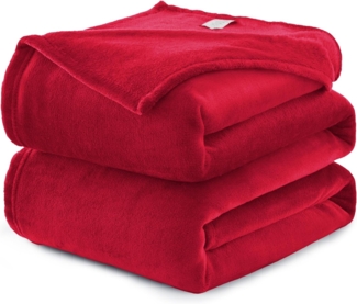 WAVVE Kuscheldecke Flauschig Decke Fleecedecke - Sofadecke Rot 220x240 cm Wohndecke Couchdecke Weich,Warm XXL Groß Decke Sofa Leicht