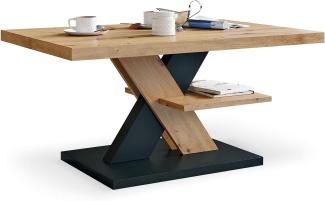 Viosimc Moderner Wohnzimmertisch, Couchtisch Eiche Aristan & Schwarz, Wohnzimmer Sofatisch Kaffeetisch, Modern Matt Sofa Tisch mit Großer Ablage, Mittel- oder Beistelltisch für Tee und Kaffee