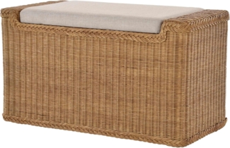 Krines Home Sitztruhe Rattan Wäschetruhe Sitzbank mit Stauraum Wäschesortierer 3 Fächer, mit Deckel