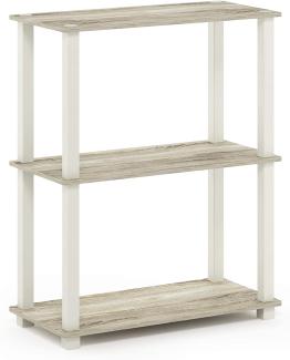 Furinno 3-Ebenen kompaktes Mehrzweck-Regal mit quadratischem Rohr, holz, Sonoma Eiche/Weiß, 28. 96x59. 94x75. 18 cm