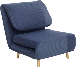 HOMCOM Sessel Verstellbar Klappmatratze Gästebett (Schlafsessel, 1-St, Schlafsofa), für Wohnzimmer, Schlafzimmer, Blau