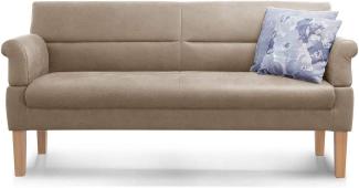 Cavadore 3-Sitzer Sofa Kira mit Federkern / Sitzbank für Küche, Esszimmer / Inkl. Armteilfunktion / 189 x 94 x 81 / Lederoptik beige