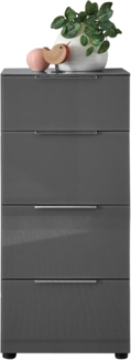 HBZ Kommode Santorin Mehrzweckschrank mit Schubkästen, BxHxT 45 x 99 x 40 cm (1 St), Mit 4 Schubkästen mit Softclose, Glasfront und Glasoberboden