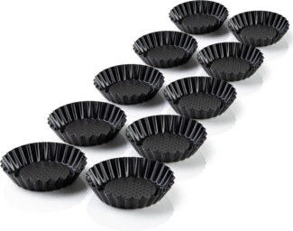 Grizzly Tarteform 10er Mini Tartelette Förmchen Ø 11 cm, Antihaft, Backformen Set, (10-tlg), Für Mini Obstboden, Mini Torteletts & Mini Tarte