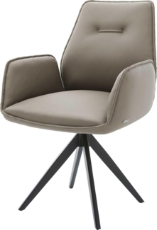 Esszimmerstuhl Zoa-Flex Echt-Leder Schlamm Kreuzgestell kantig Schwarz Taschenfederkern