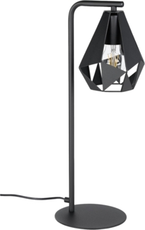 EGLO Tischlampe Carlton 5, Deko Tischleuchte Vintage, Nachttischlampe mit Lampenschirm, Wohnzimmerlampe aus schwarzem Metall, E27 Fassung
