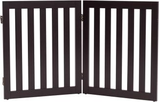 COSTWAY Absperrgitter Hunde 60cm Hoch, Schutzgitter Holz, klappbar, Treppengitter Hundeabsperrgitter flexibel Türschutzgitter (2 Paneelen, Braun)