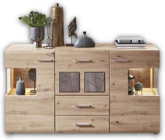 Sideboard mit LED 'SPIDER PLUS' Artisan Eiche Caspio Glas