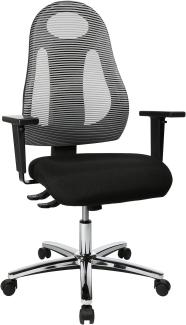 Topstar Free Art Chrom, ergonomischer Bürostuhl, Schreibtischstuhl mit Design-Rückenlehne, inkl. höhenverstellbarer Armlehnen, Stoff, Hellgrau/Schwarz