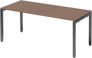 BISLEY Cito Schreibtisch, 650-850 mm höheneinstellbares U-Gestell, Metall, Wn334 Dekor Nußbaum, Gestell Anthrazitgrau, 80 x 180 x 85 cm