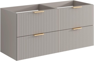 Vente-unique - Waschbeckenunterschrank hängend - Streifenoptik - Beige - 120 cm - ZEVARA