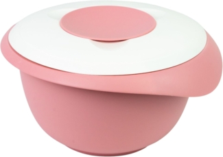 Westmark Rührschüssel mit zweigeteiltem Deckel 2,5 L rosa/weiß