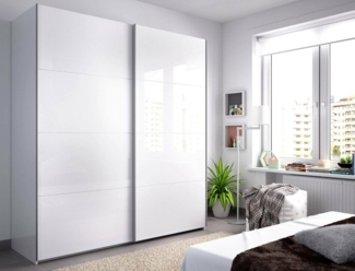 Dmora - Kleiderschrank 2 Türen Saltoro, Kleiderbügel für Schlafzimmer, Mehrzweckschrank, 180x65h204 cm, Glänzendes Weiß